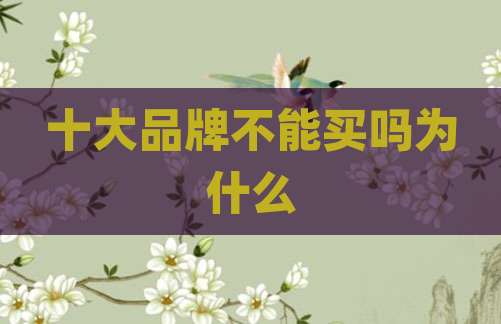 十大品牌不能买吗为什么