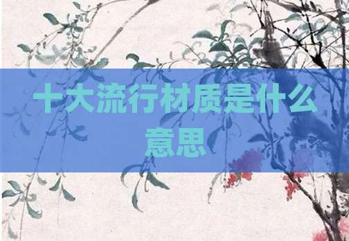十大流行材质是什么意思