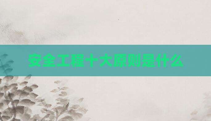 安全工程十大原则是什么