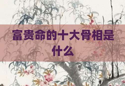 富贵命的十大骨相是什么