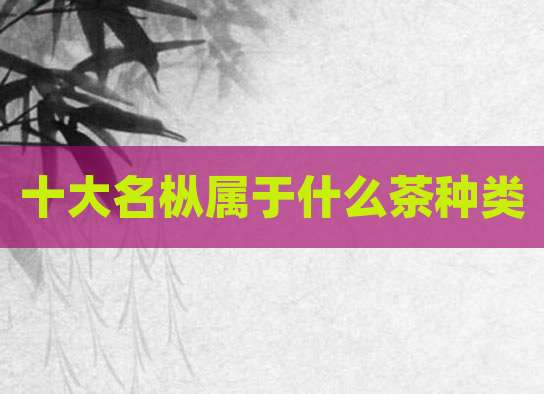 十大名枞属于什么茶种类