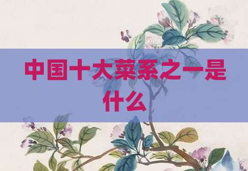 中国十大菜系之一是什么